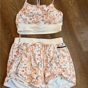 Seafancy Floral Two-Piece Set with Orange and off White